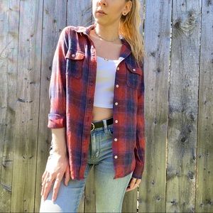 Mossimo Rust and Navy Plaid Flannel